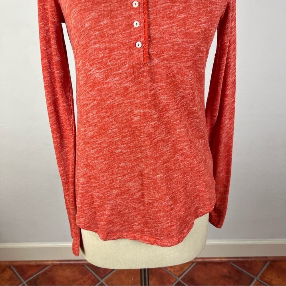 Anthropologie Pure + Good Orange Heather Henley - Picture 4 of 7